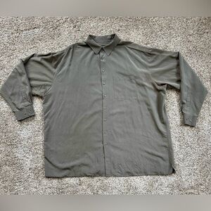 Perry Ellis Olive Green Button-Up Shirt (4XLT)